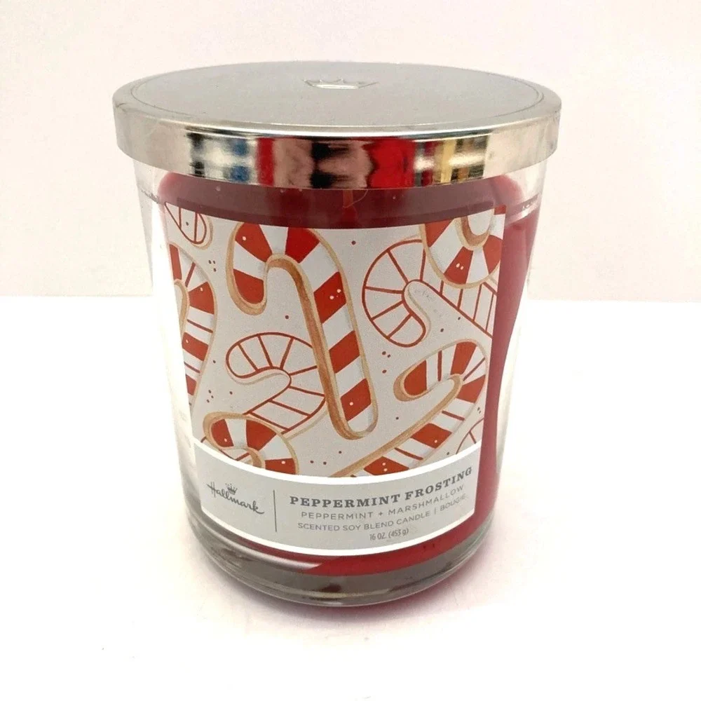 Hallmark Peppermint Frosting‎ Candle 16 Oz. 3 Wick Soy Wax New Christmas Holiday